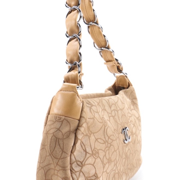 Chanel Camellia Embossed Suede & Leather Hobo Bag - Picture 4 of 9